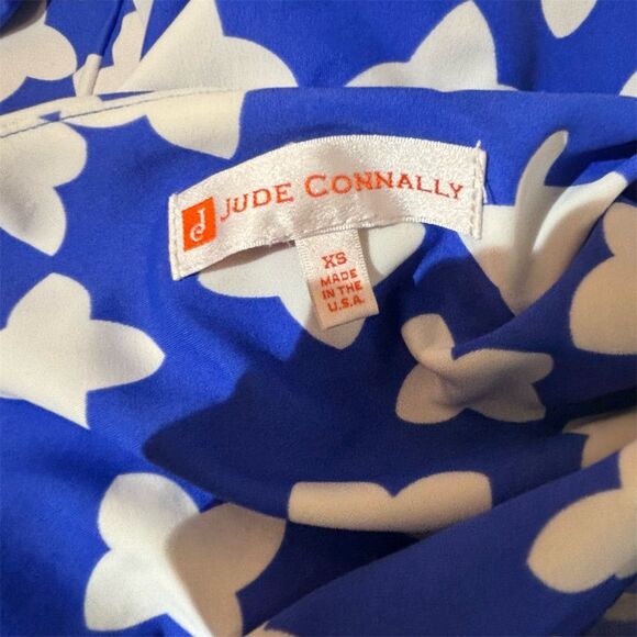 Jude Connally Women's XS Blue Tunic Dress 3/4 Sleeve V-Neck Knee Length - Picture 3 of 4